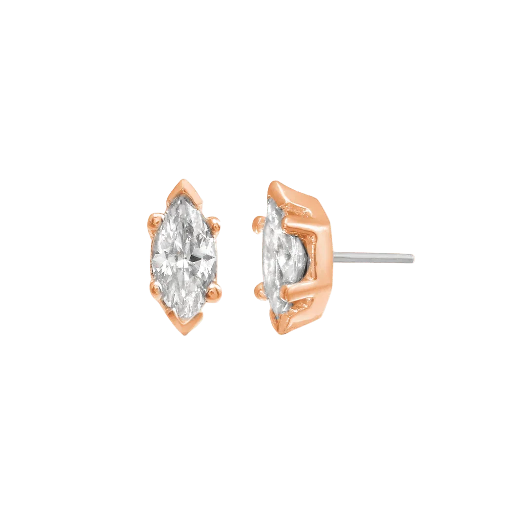 6 Prong Marquise – 14K/18K Gold Threadless End - piercing - zone.com