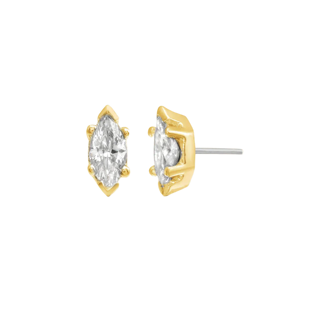 6 Prong Marquise – 14K/18K Gold Threadless End - piercing - zone.com