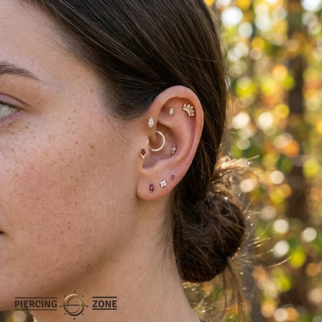 6 Prong Marquise – 14K/18K Gold Threadless End - piercing - zone.com