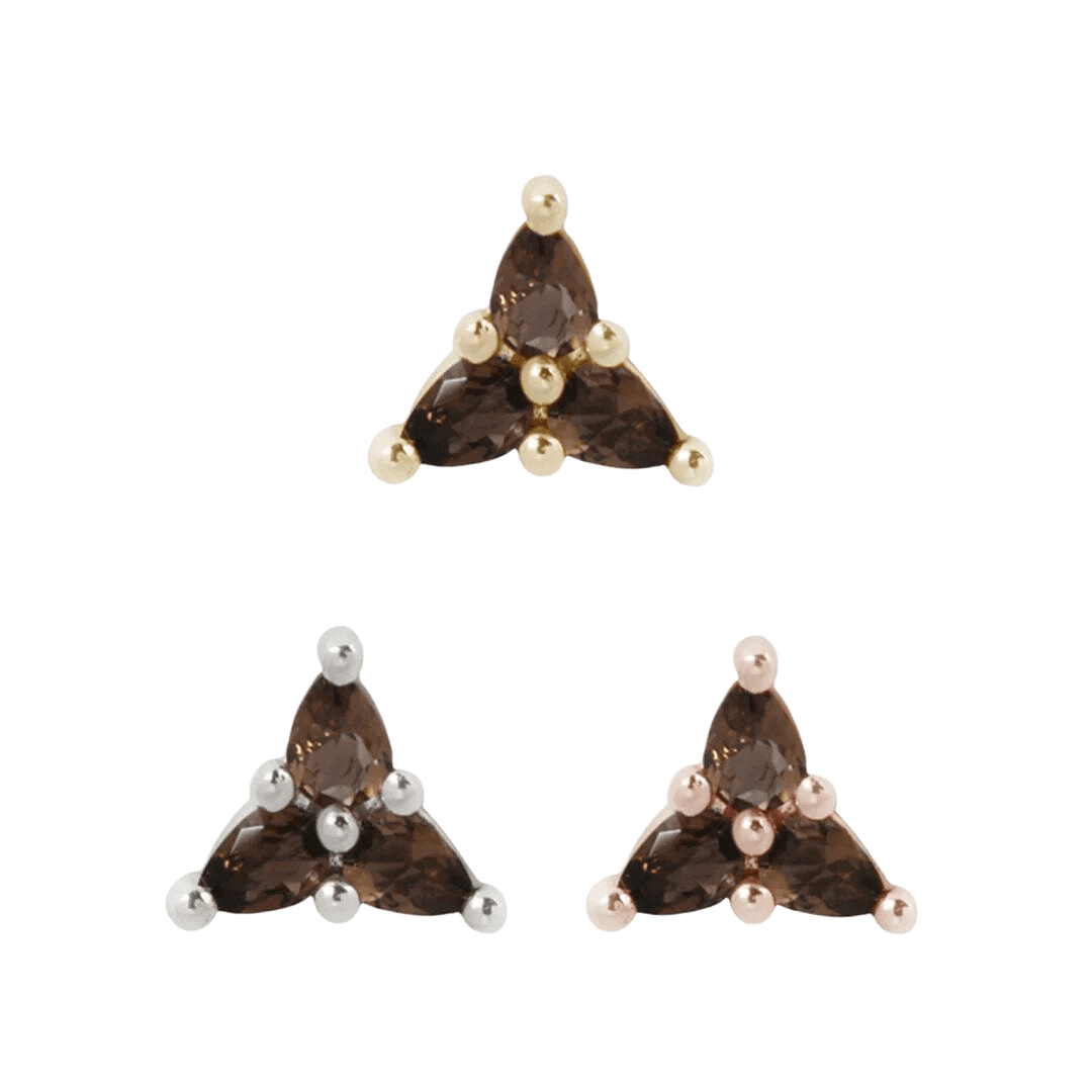 3 LITTLE PEARS - SMOKEY QUARTZ - THREADLESS END piercing-zone.com