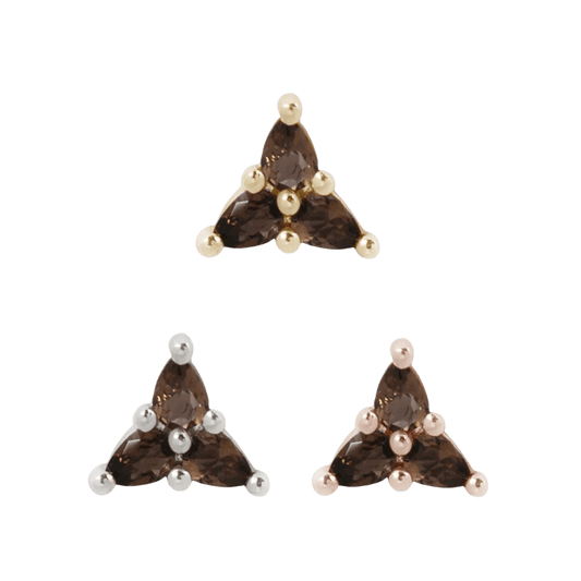 3 LITTLE PEARS - SMOKEY QUARTZ - THREADLESS END piercing-zone.com