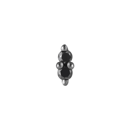 MISHKA PRONG 2 - BLACK DIAMOND + RHODIUM - THREADLESS END piercing-zone.com