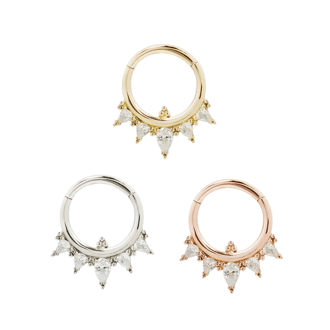 TAJA - CZ - SOLID 14KT GOLD CLICKER piercing-zone.com