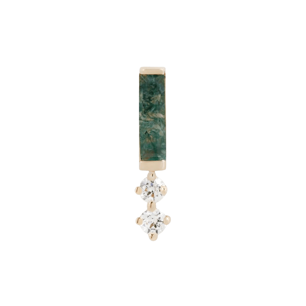 CRAVE - MOSS AGATE + CZ - THREADLESS END piercing-zone.com
