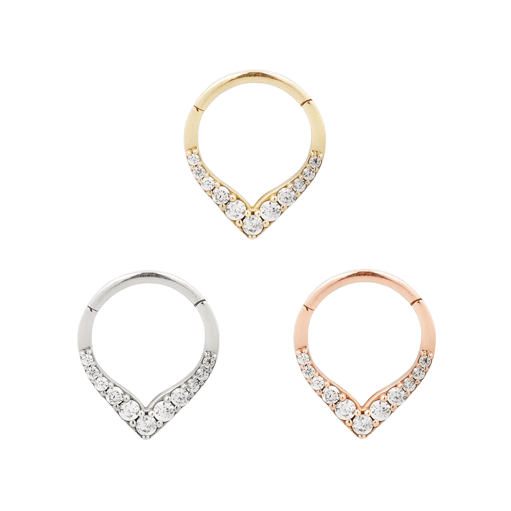 RISE + SHINE - CZ - SOLID 14KT GOLD CLICKER piercing-zone.com
