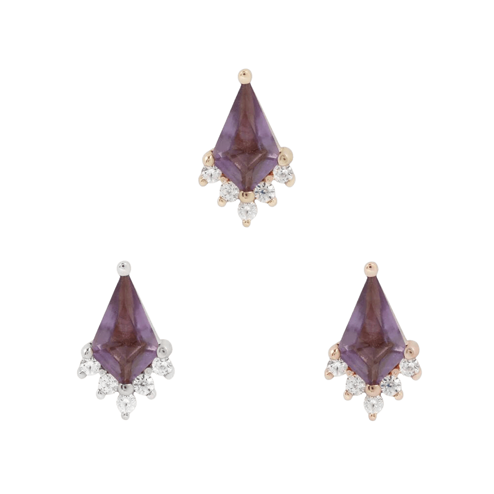 NOBLE - AMETHYST + CZ - THREADLESS END piercing-zone.com
