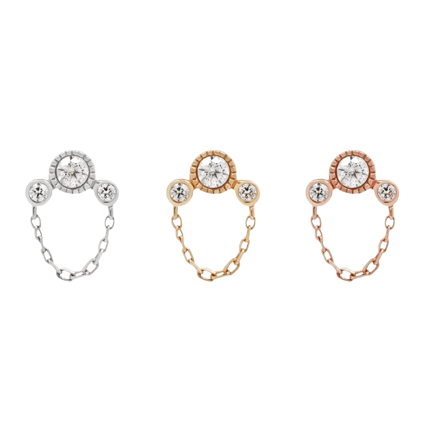 HALSTON CZ + CHAIN - THREADLESS END piercing-zone.com