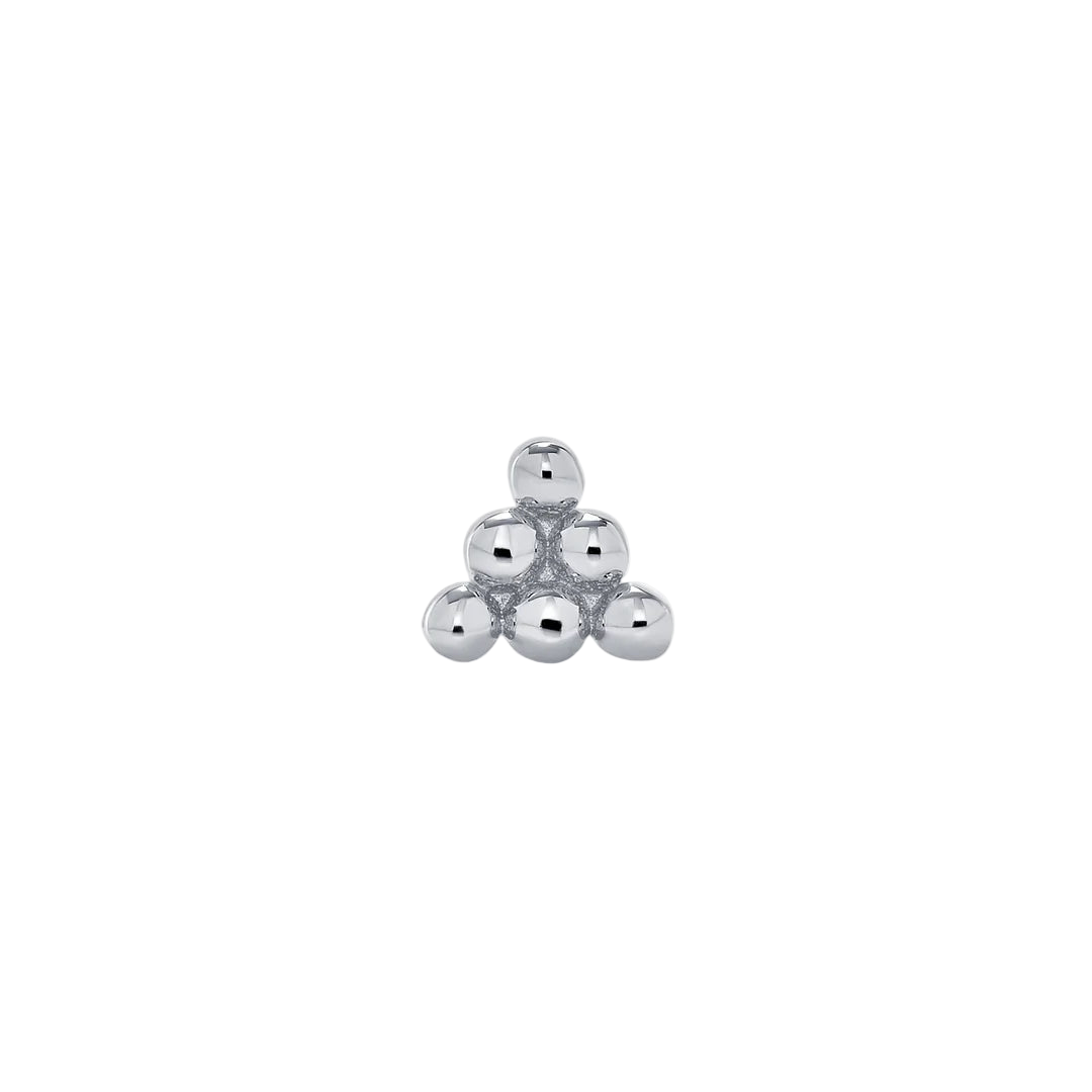 6 Bead Stud 14K Gold Minimalist End – Front View