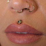 Pump Up The Volume – Moss Agate – 14K Gold Threadless End