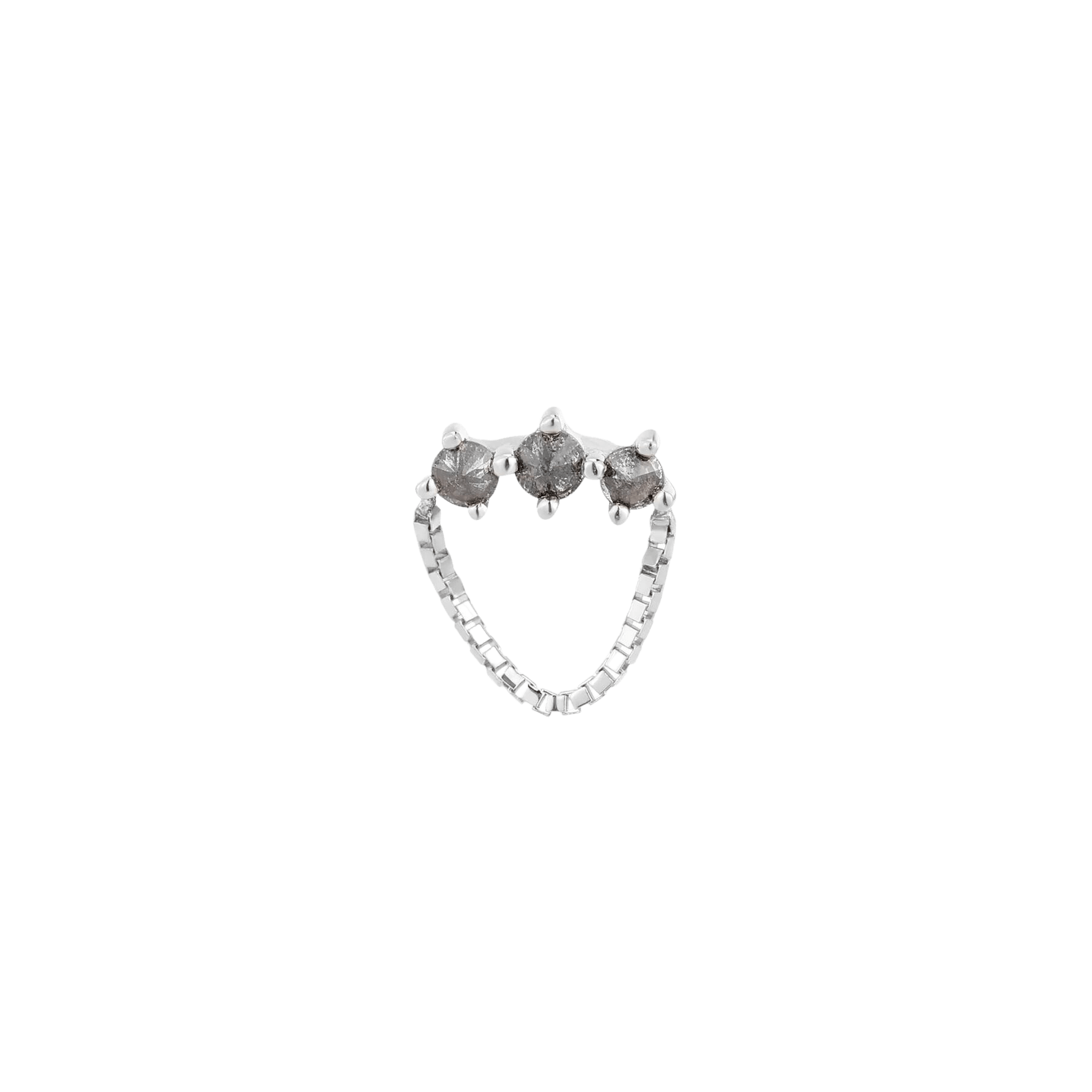 Halston – 14K Gold Reverse Set Grey Diamond Threadless End