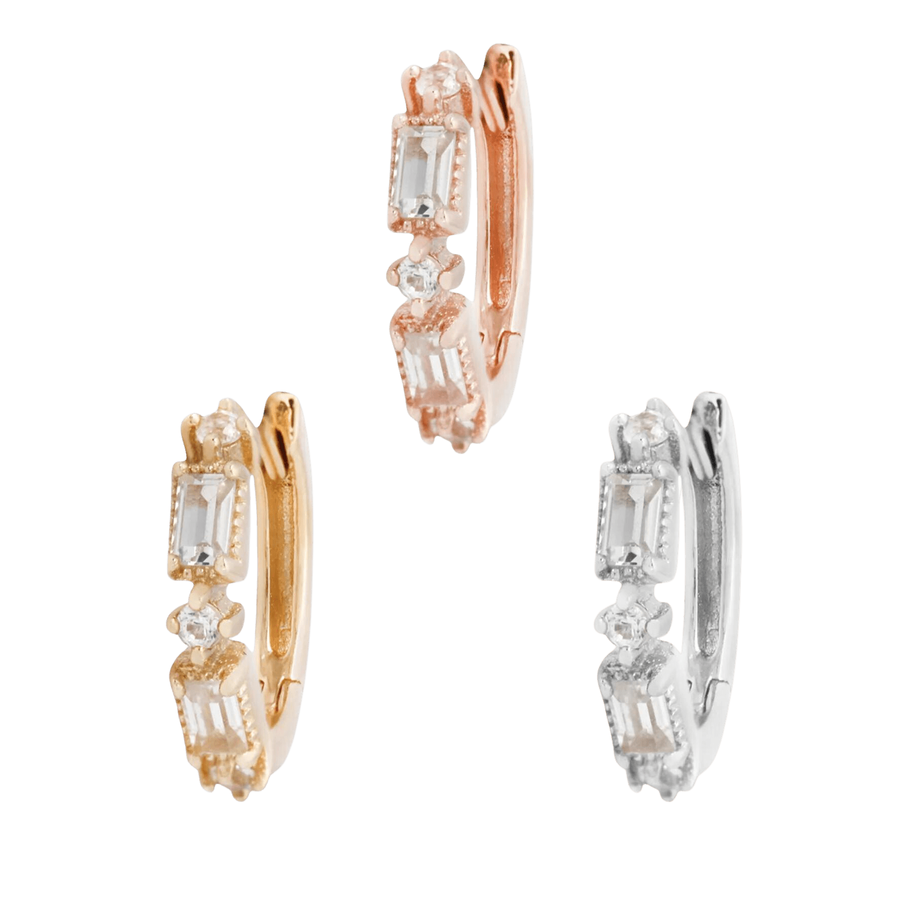 EUPHORIA - WHITE SAPPHIRE - SOLID 14KT GOLD HUGGIE piercing-zone.com