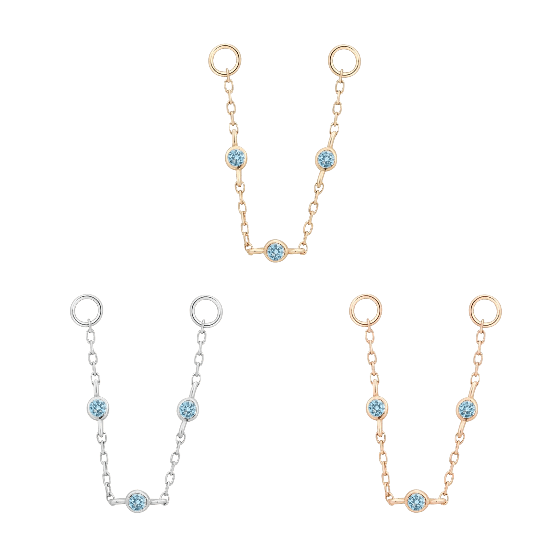 3 BEZEL LONDON BLUE TOPAZ CHAIN piercing-zone.com