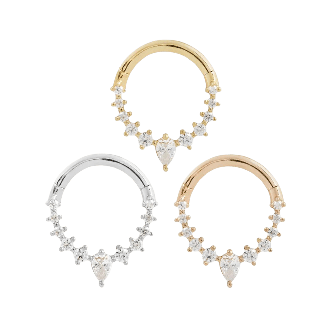 ATHENA - SWAROVSKI CZ - GOLD CLICKER piercing-zone.com