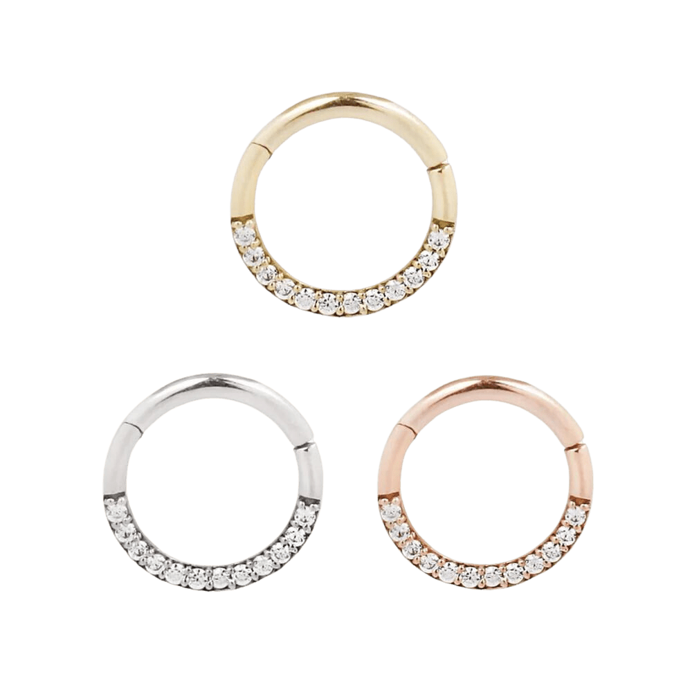 DIA - SWAROVSKI CZ - SOLID 14KT GOLD CLICKER piercing-zone.com