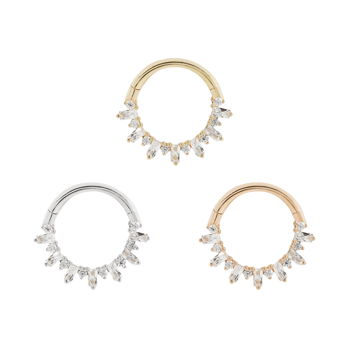 UNFORGETTABLE - CZ - SOLID 14KT GOLD CLICKER piercing-zone.com