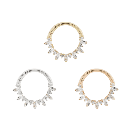 UNFORGETTABLE - CZ - SOLID 14KT GOLD CLICKER piercing-zone.com