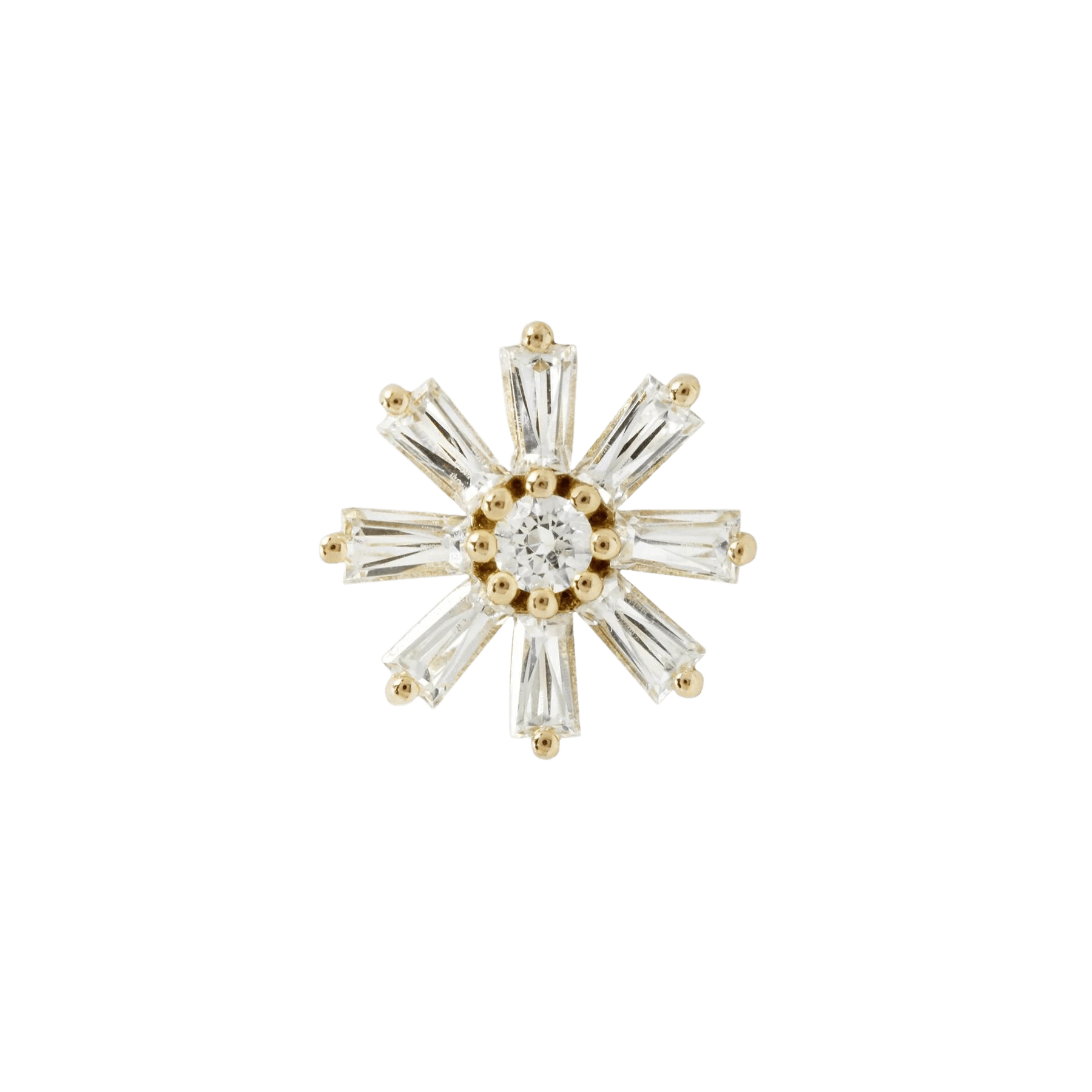 DELIAH BAGUETTE FLOWER - CZ - THREADLESS END piercing-zone.com