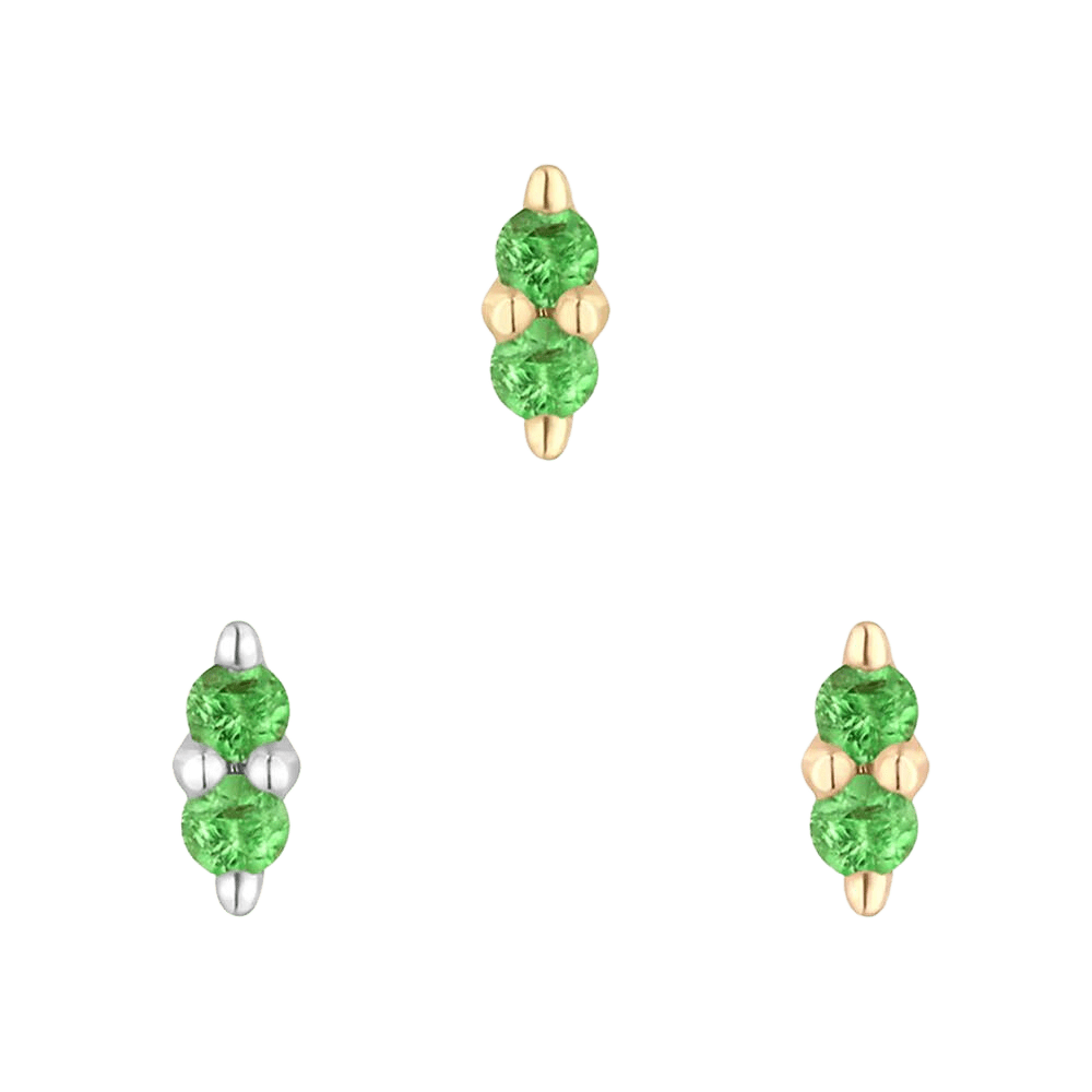 MISHKA PRONG 2 - TSAVORITE - THREADLESS END piercing-zone.com