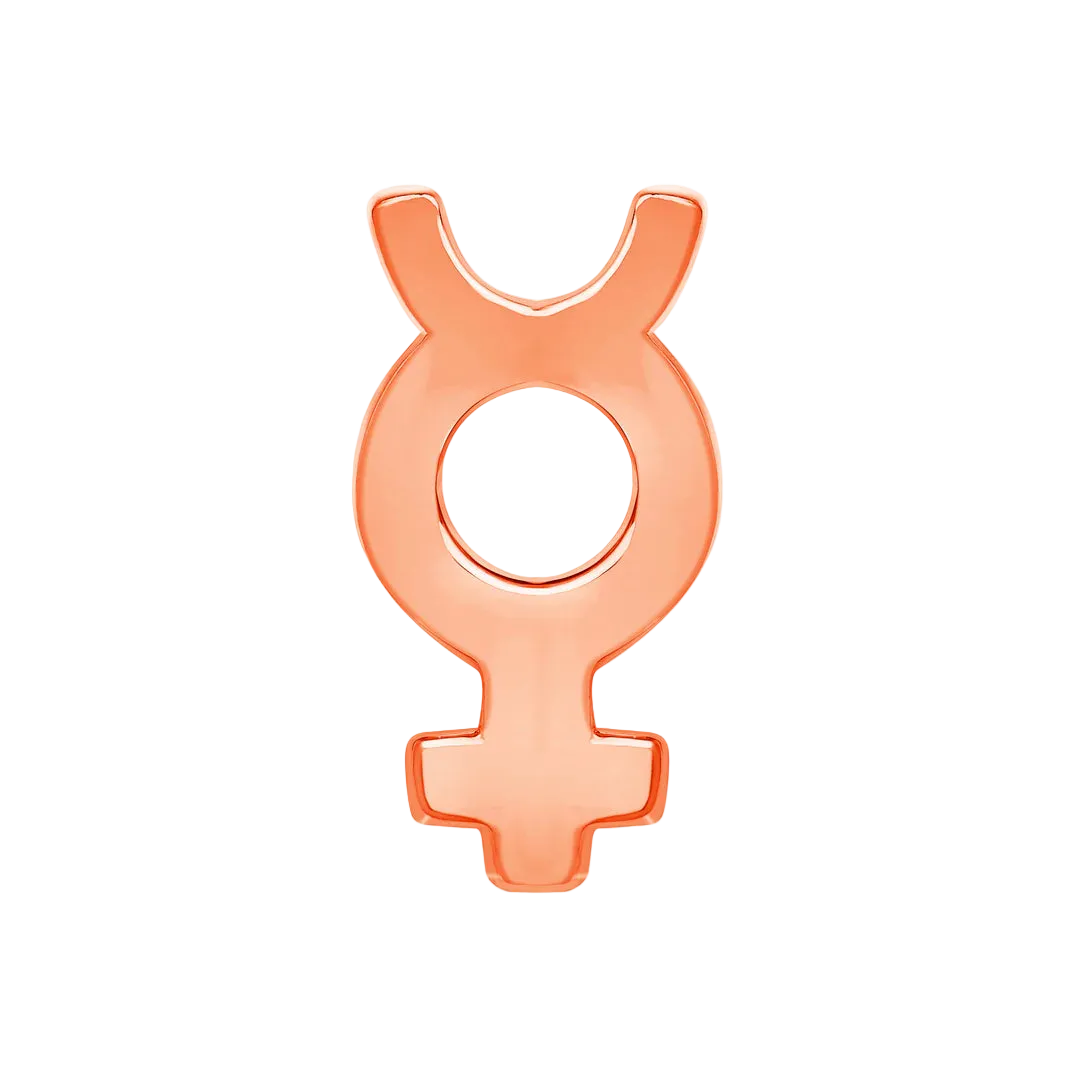 Mercury Symbol – 14K/18K Gold Flat Threadless End