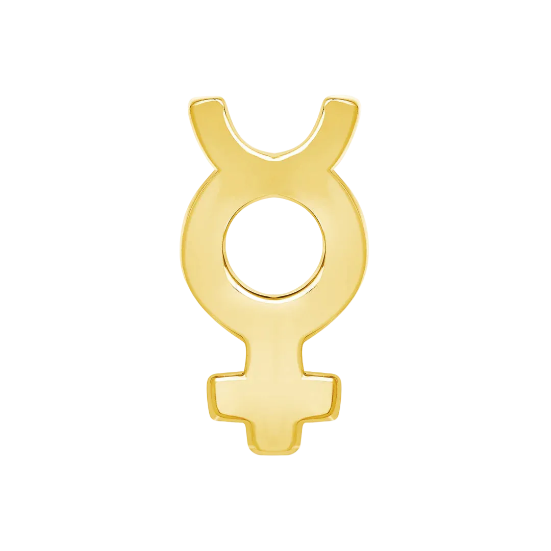 Mercury Symbol – 14K/18K Gold Flat Threadless End