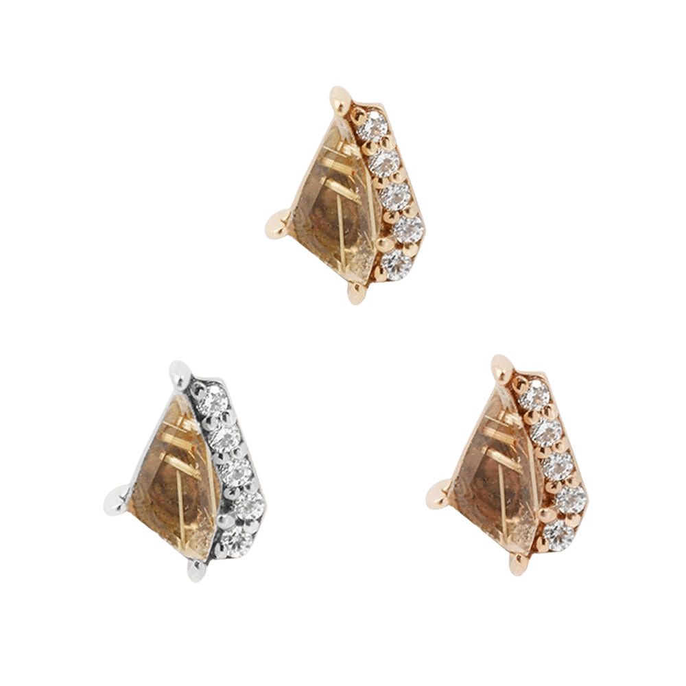 ELEVATE - RUTILATED QUARTZ + CZ - THREADLESS END piercing-zone.com