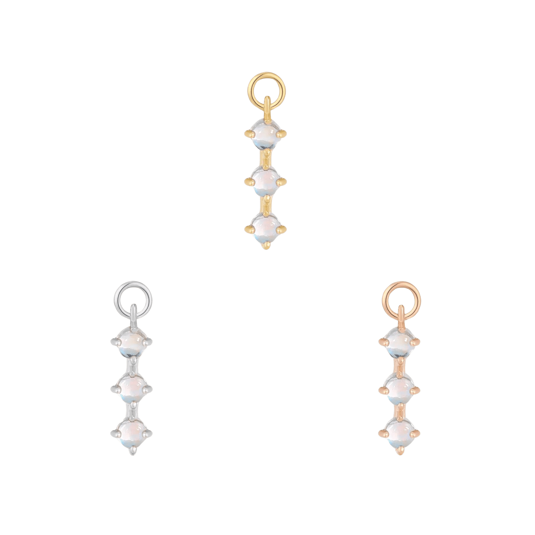 XOXO Charm – 14K Gold Rainbow Moonstone