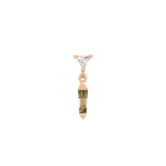 Savvy – 14K Gold Moss Agate & CZ Threadless End