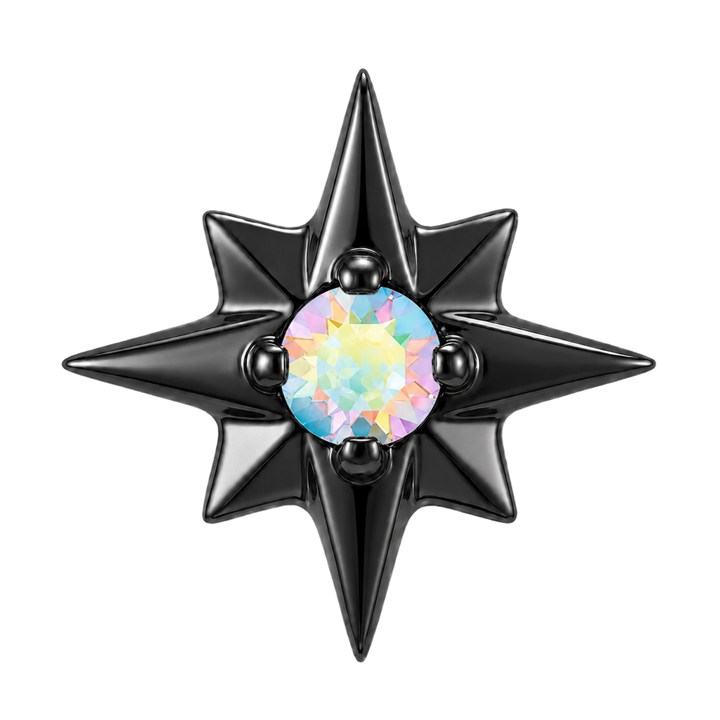 8 Point Burst - 14K Gold Stone Threadless/Threaded End