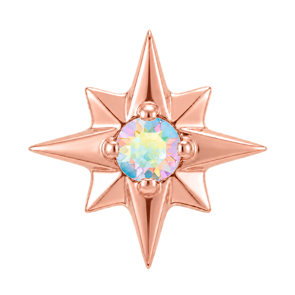 8 Point Burst - 14K Gold Stone Threadless/Threaded End