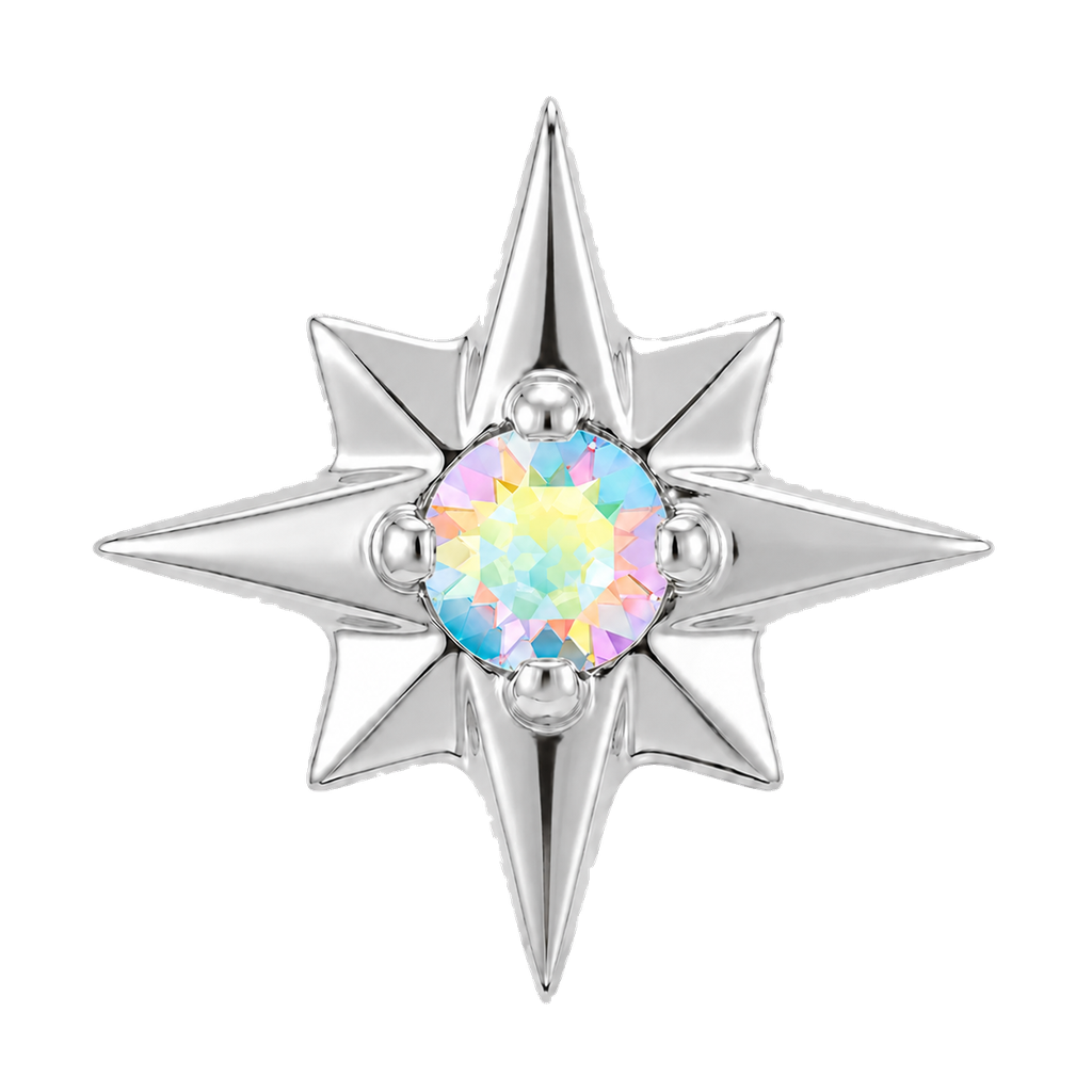 8 Point Burst - 14K Gold Stone Threadless/Threaded End