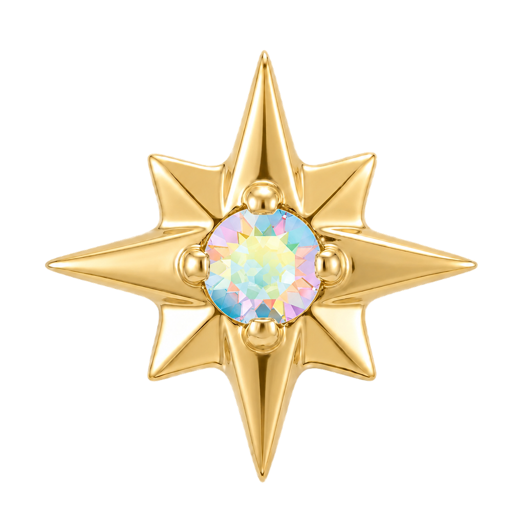 8 Point Burst - 14K Gold Stone Threadless/Threaded End