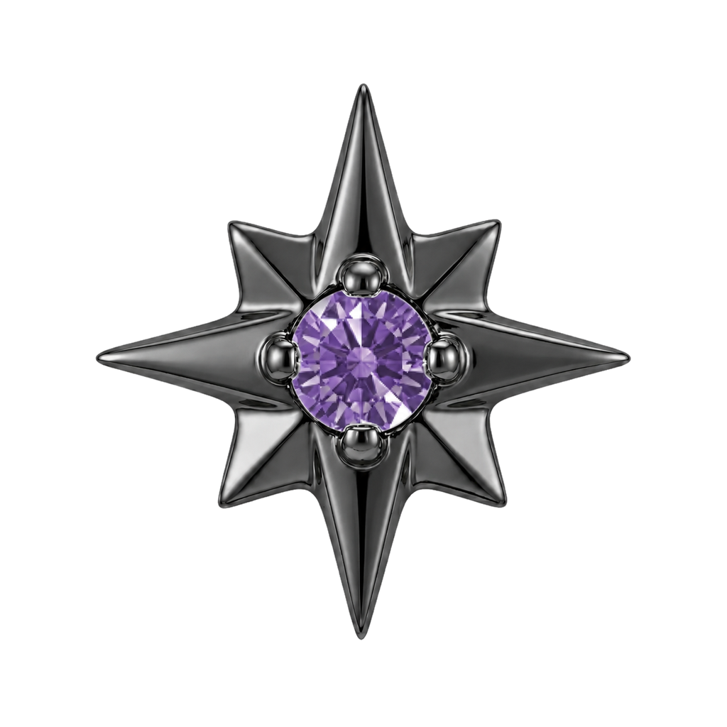 8 Point Burst - 14K Gold Stone Threadless/Threaded End