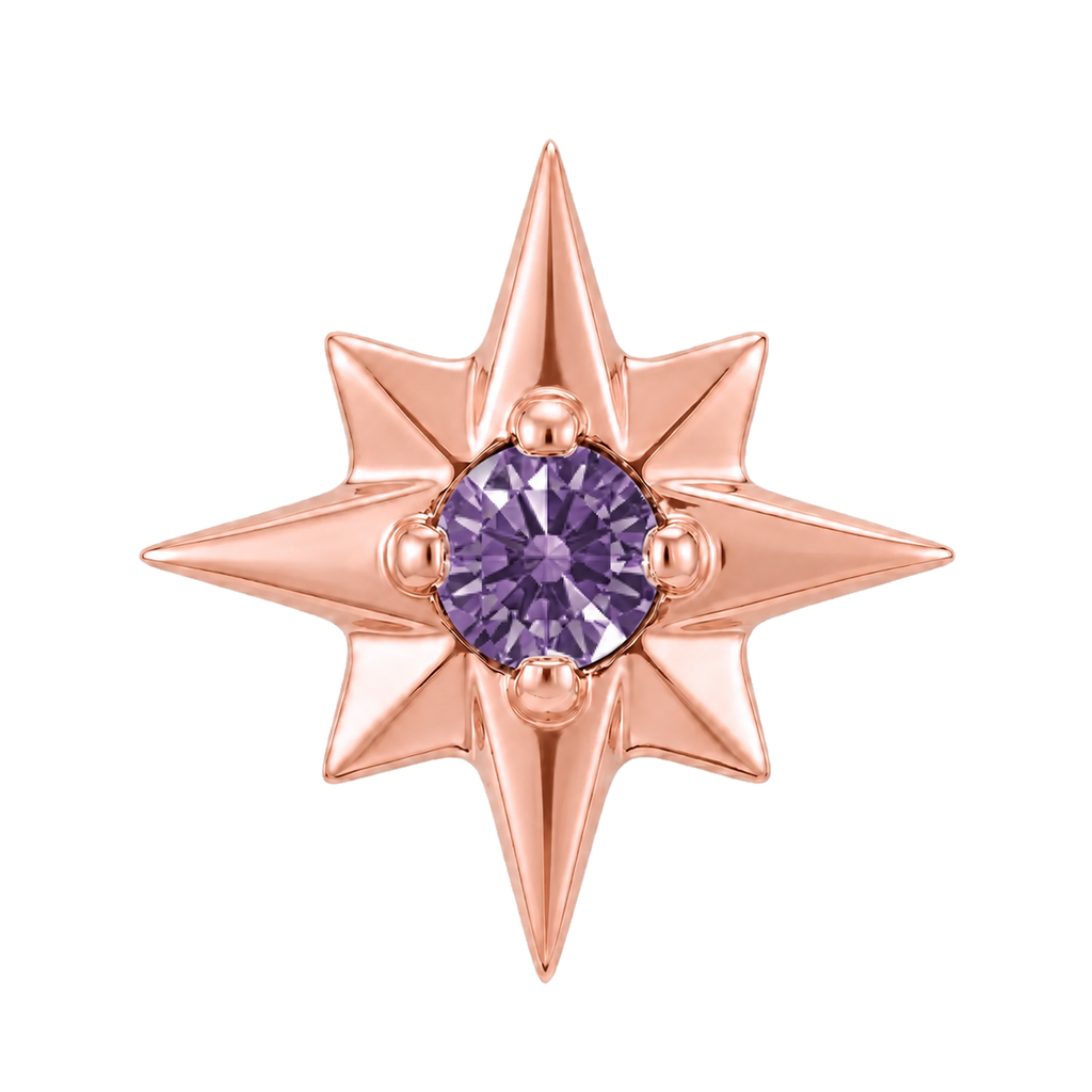 8 Point Burst - 14K Gold Stone Threadless/Threaded End