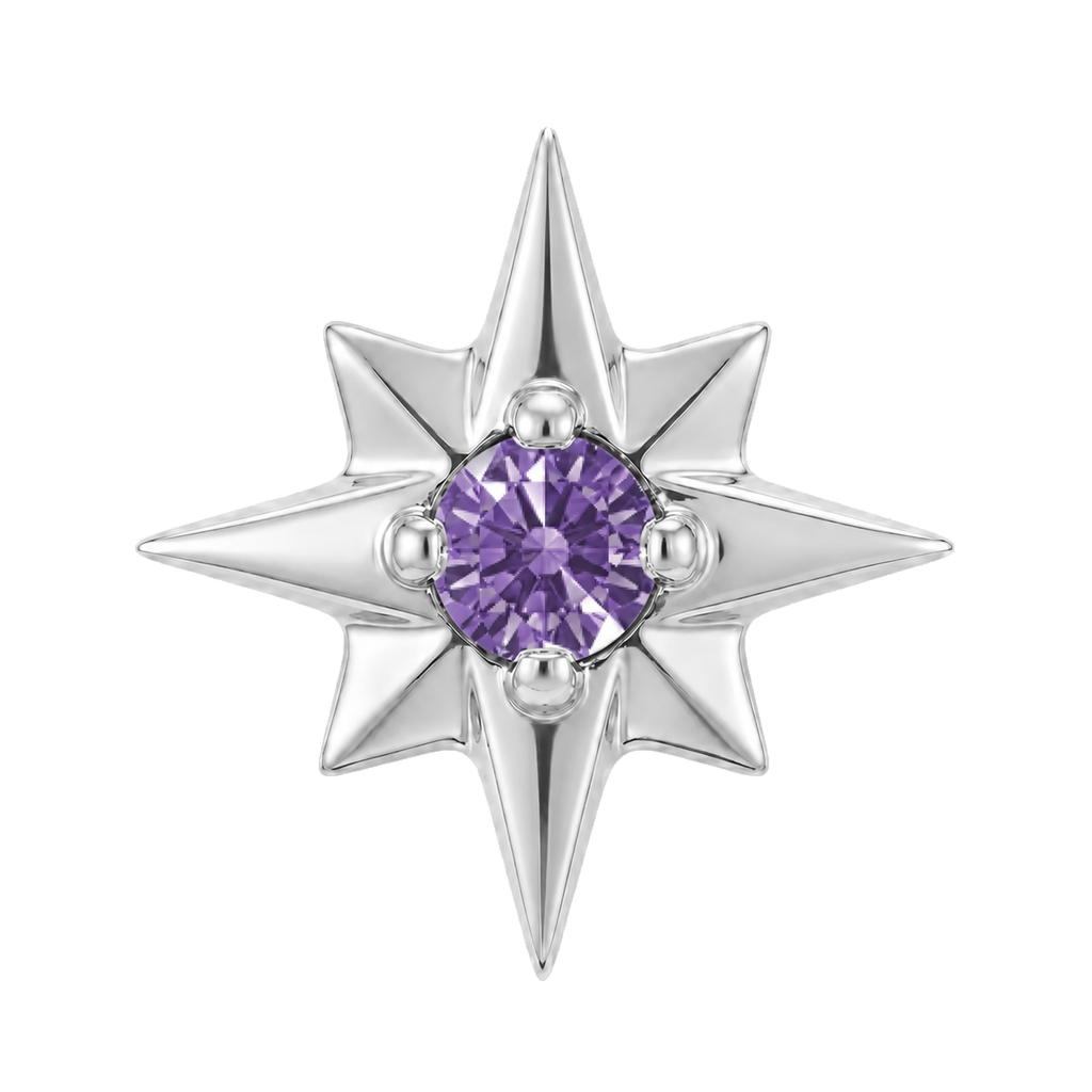 8 Point Burst - 14K Gold Stone Threadless/Threaded End