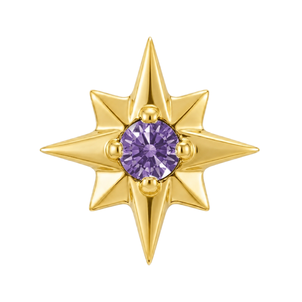 8 Point Burst - 14K Gold Stone Threadless/Threaded End