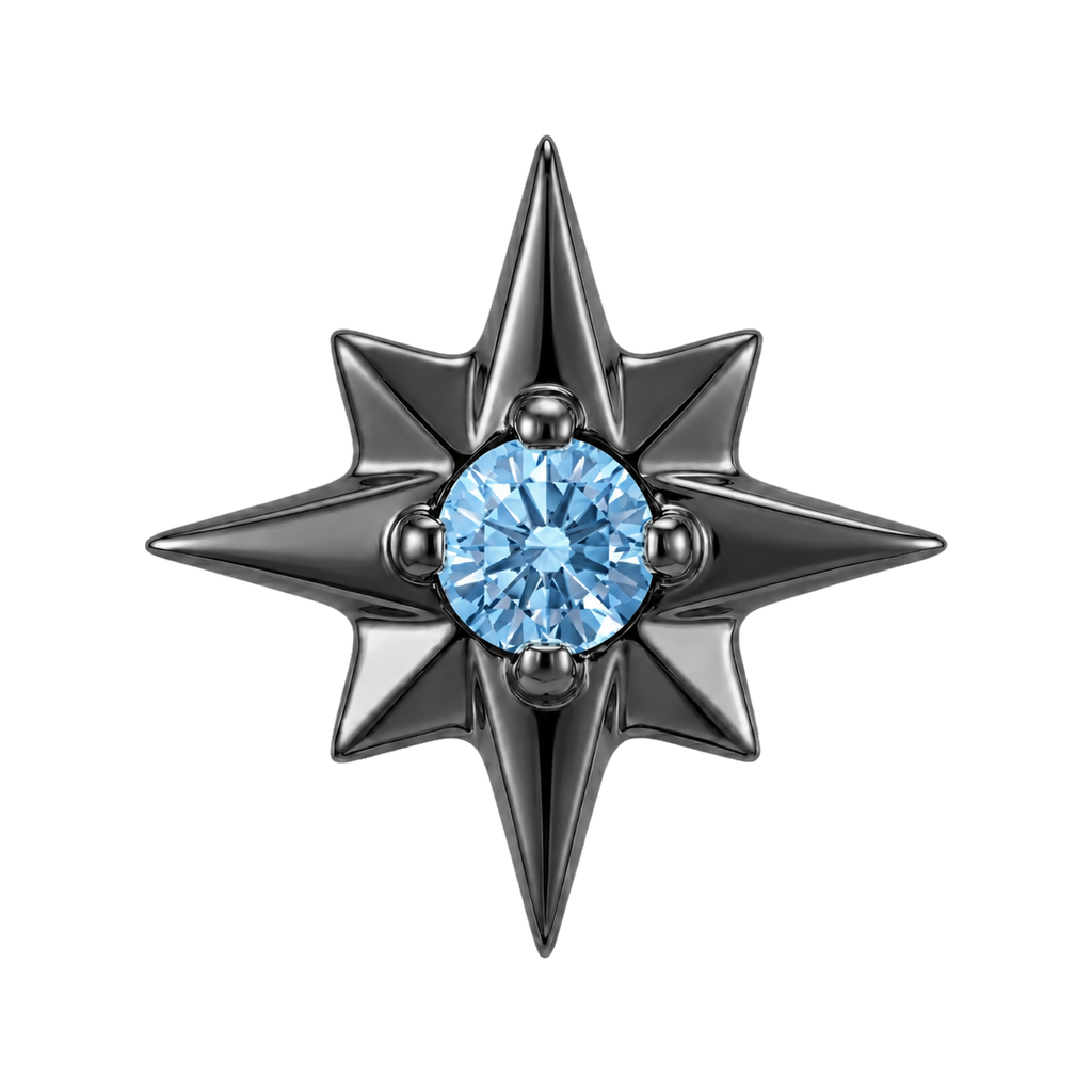 8 Point Burst - 14K Gold Stone Threadless/Threaded End