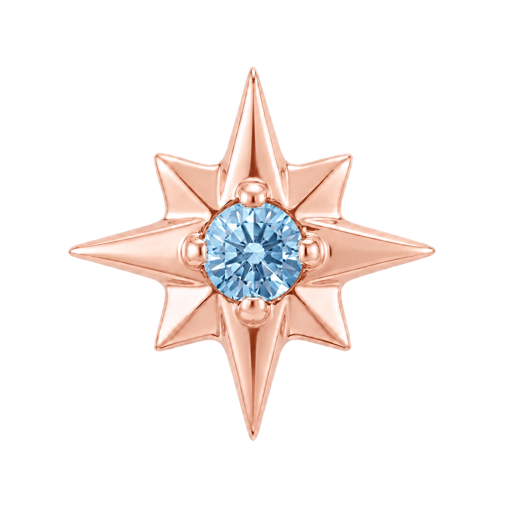 8 Point Burst - 14K Gold Stone Threadless/Threaded End