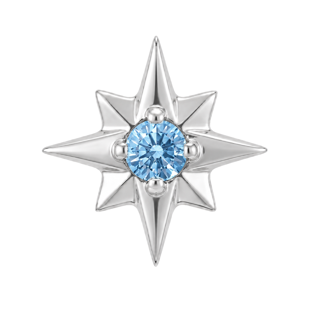 8 Point Burst - 14K Gold Stone Threadless/Threaded End