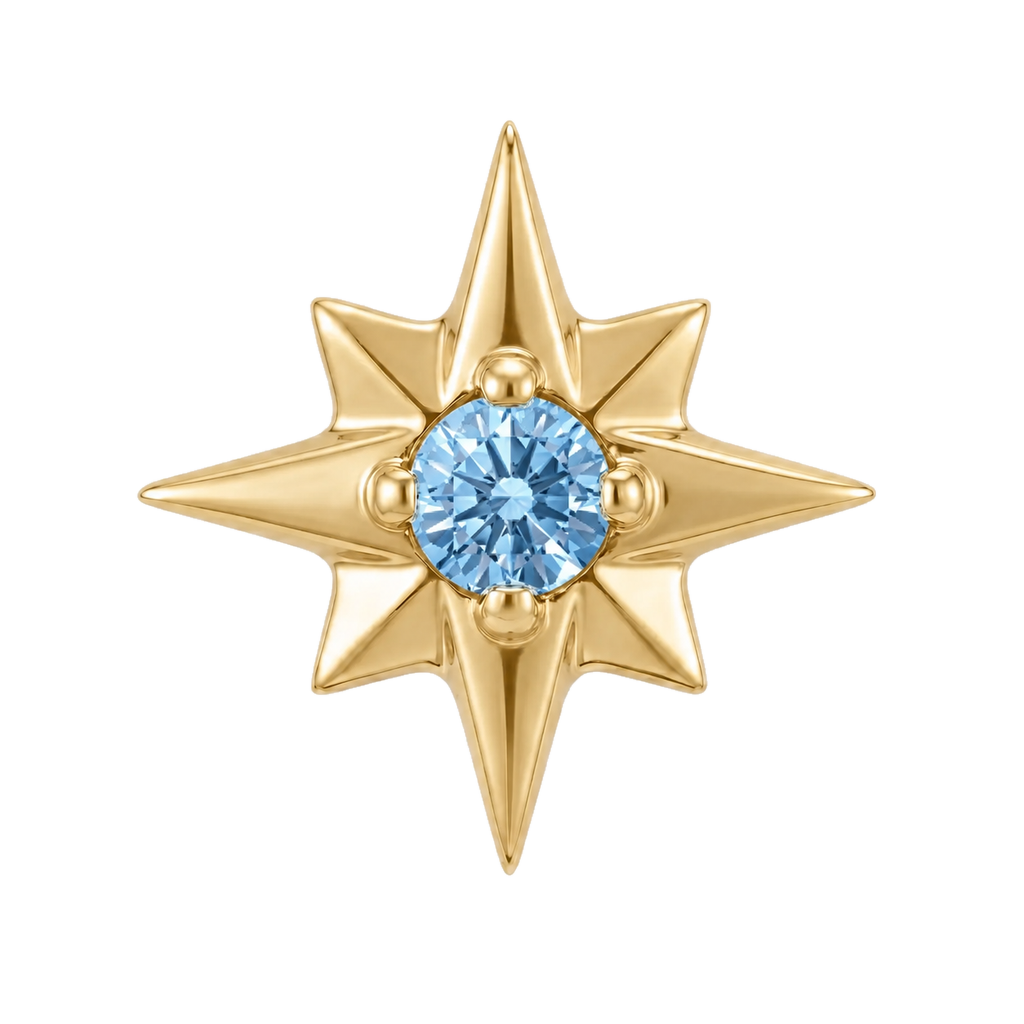 8 Point Burst - 14K Gold Stone Threadless/Threaded End