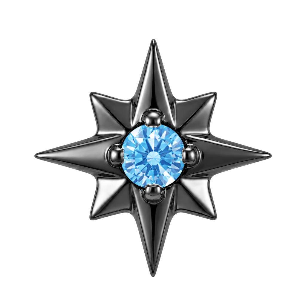 8 Point Burst - 14K Gold Stone Threadless/Threaded End