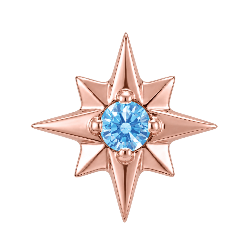 8 Point Burst - 14K Gold Stone Threadless/Threaded End