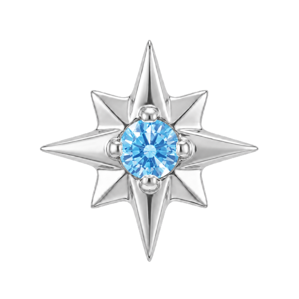 8 Point Burst - 14K Gold Stone Threadless/Threaded End