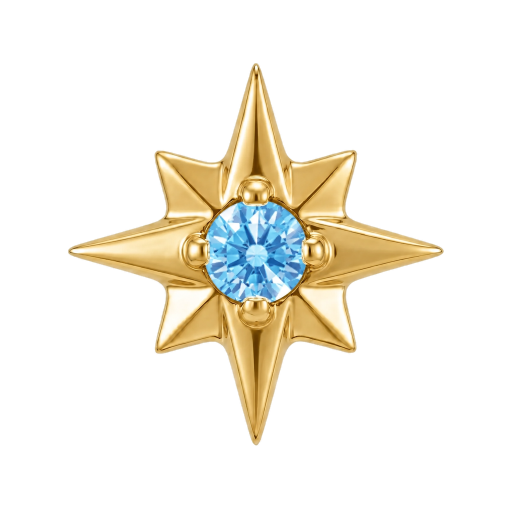 8 Point Burst - 14K Gold Stone Threadless/Threaded End