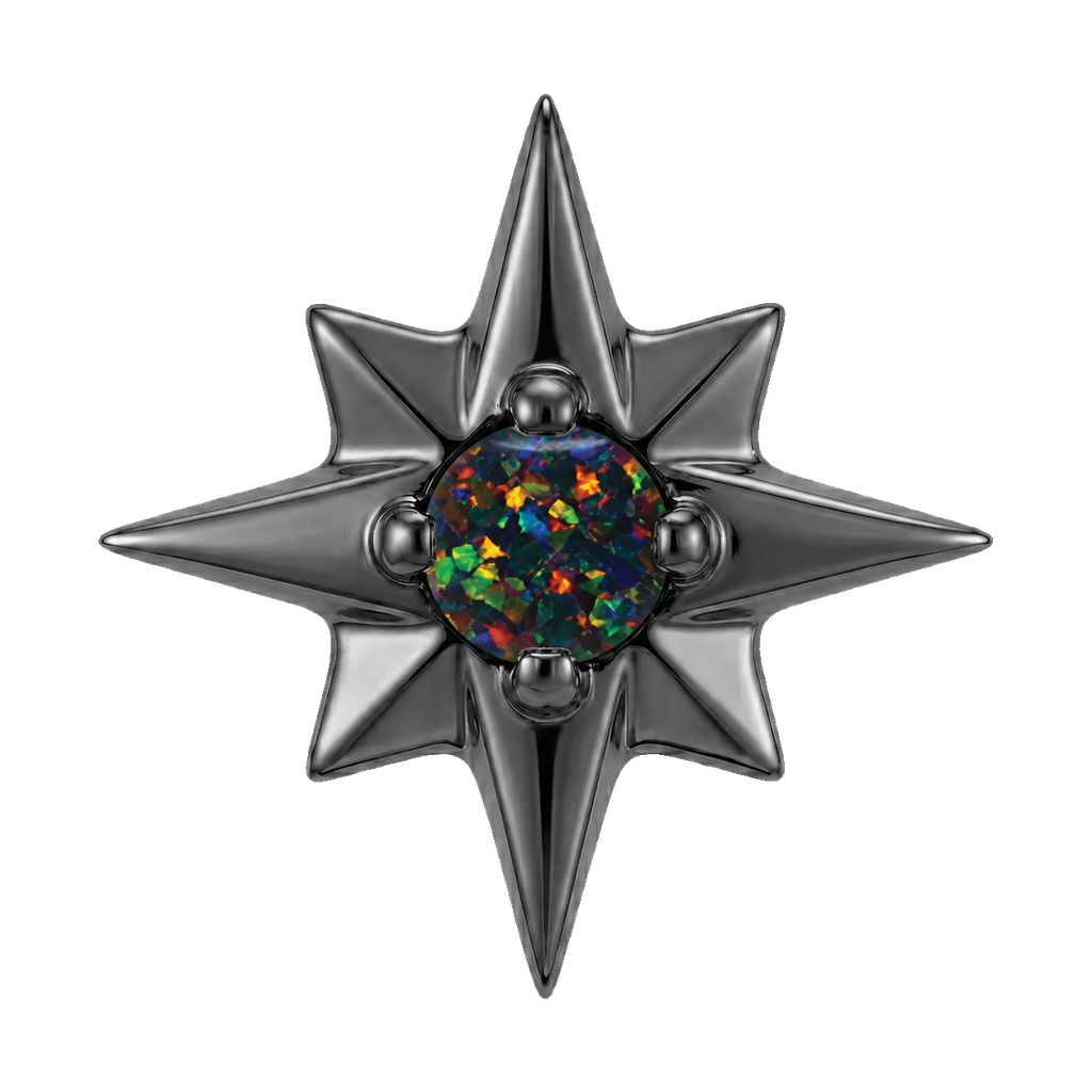 8 Point Burst - 14K Gold Stone Threadless/Threaded End