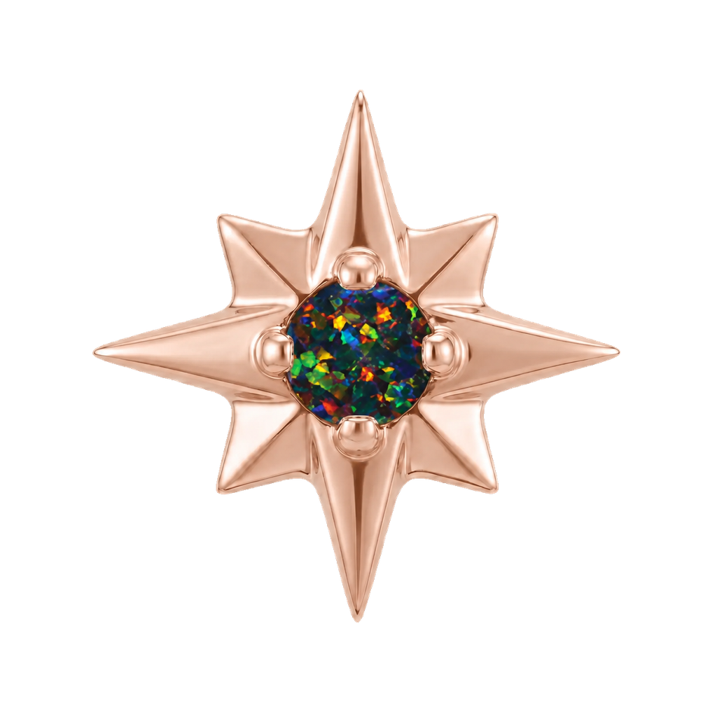 8 Point Burst - 14K Gold Stone Threadless/Threaded End