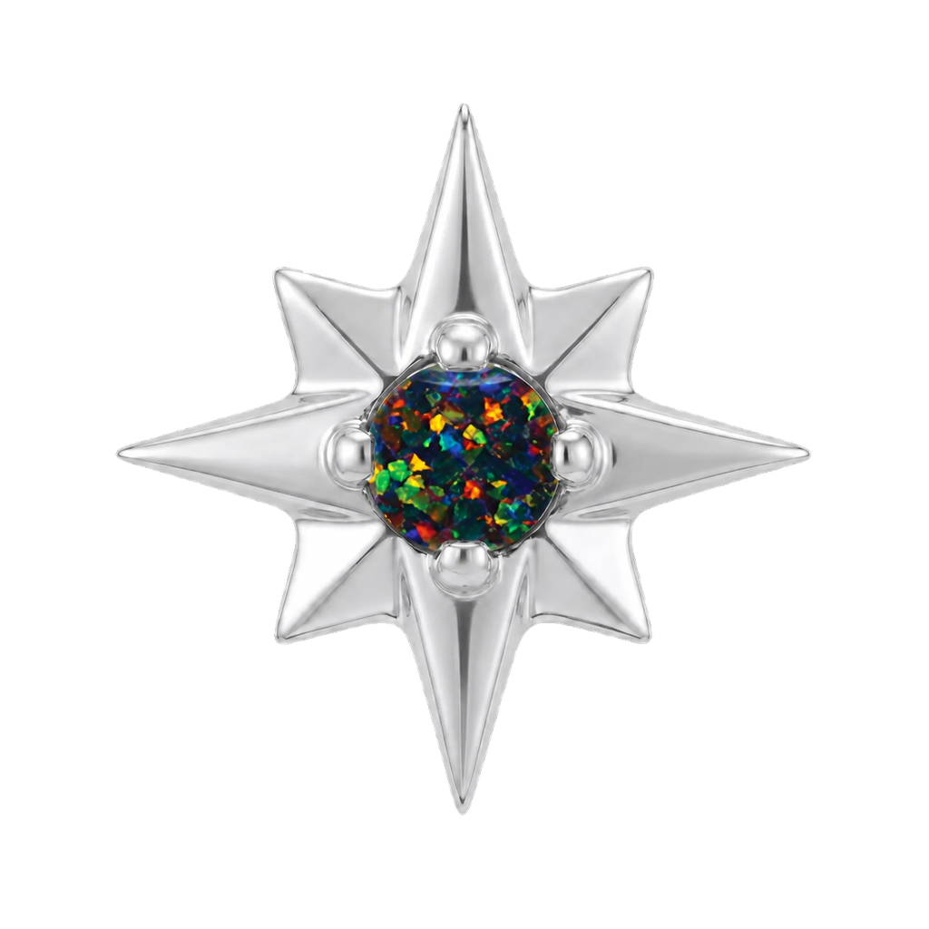 8 Point Burst - 14K Gold Stone Threadless/Threaded End