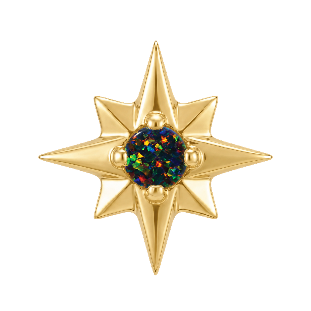 8 Point Burst - 14K Gold Stone Threadless/Threaded End