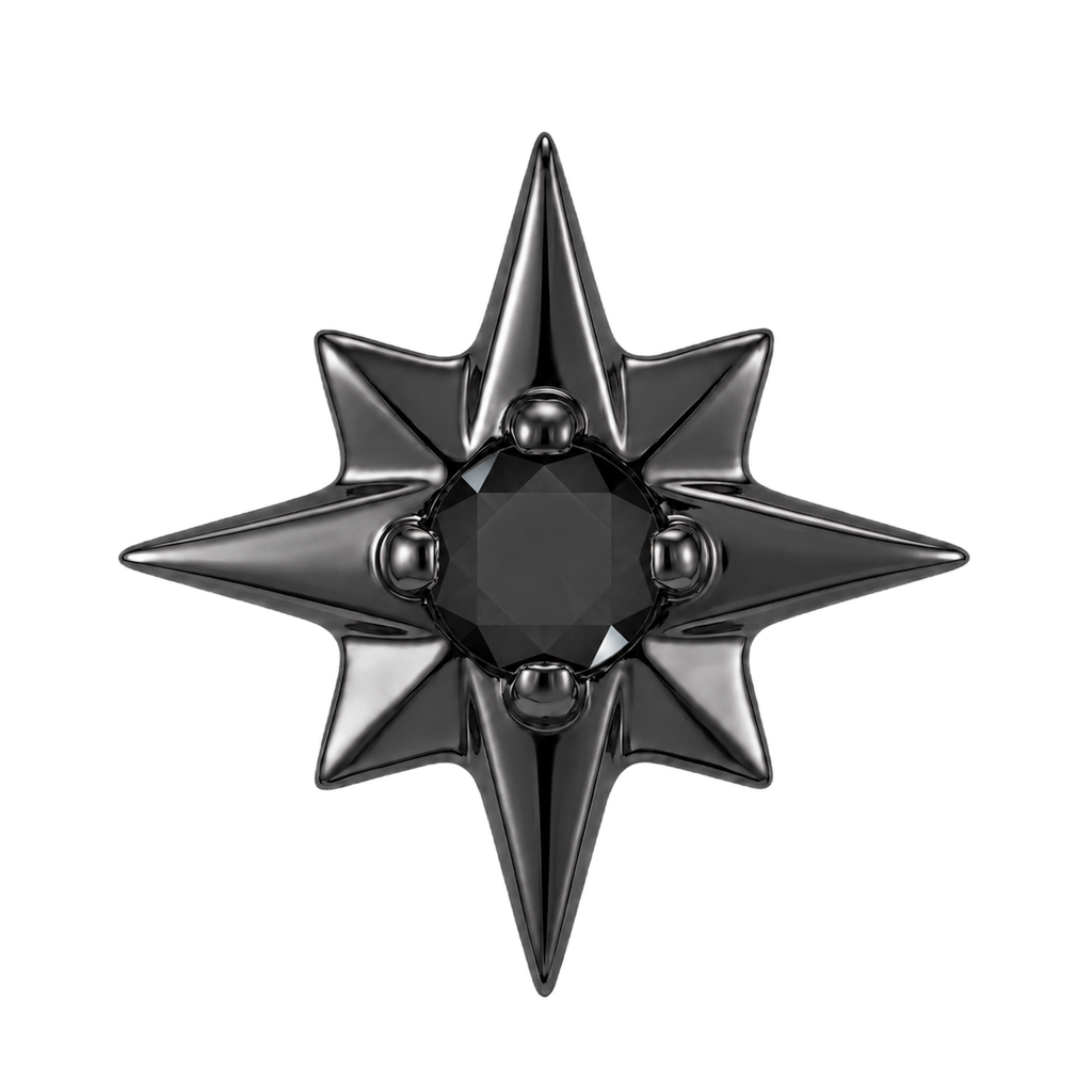 8 Point Burst - 14K Gold Stone Threadless/Threaded End
