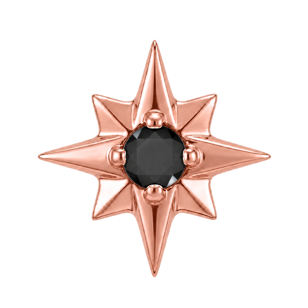 8 Point Burst - 14K Gold Stone Threadless/Threaded End