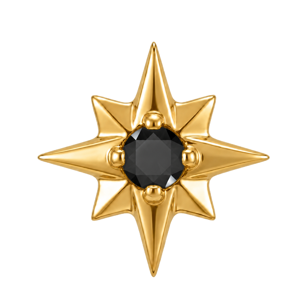 8 Point Burst - 14K Gold Stone Threadless/Threaded End
